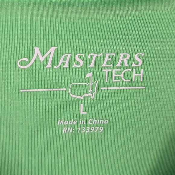 Masters Tournament Golf Polo Shirt Large Green Stripe Augusta National Logo Tech - Picture 3 of 5